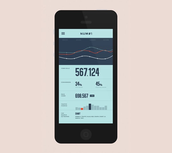 Flat Web Design Mobile Apps Featuring Graphs